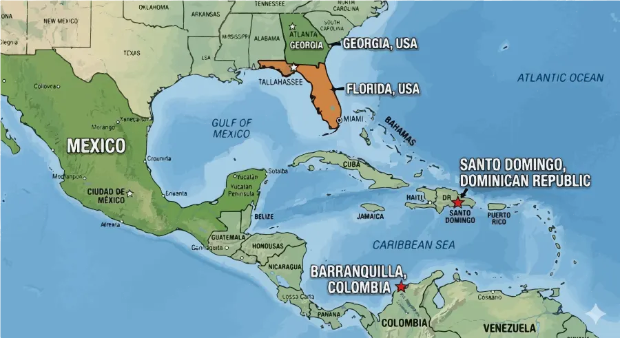 Map of Software Sushi delivery locations across the Americas